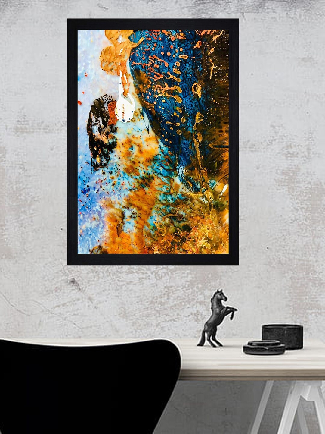 

Gallery99 Orange-color & Blue Abstract Framed Wall Art