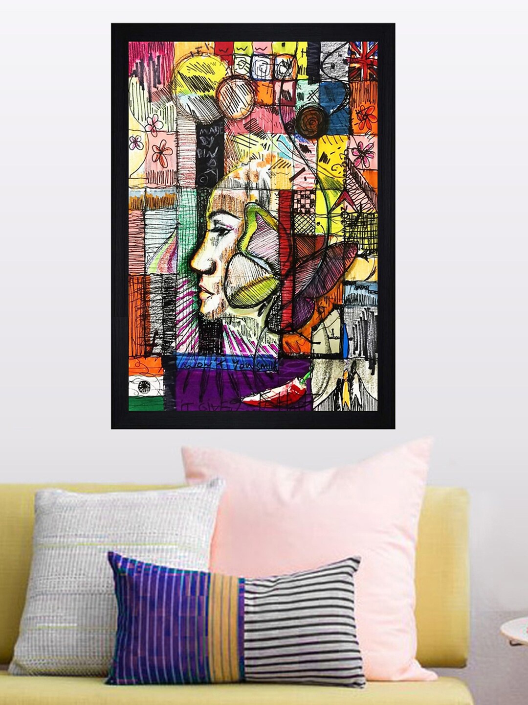 

Gallery99 Black & Yellow Indian Oil Artist Texture Paper Framed Wall Art