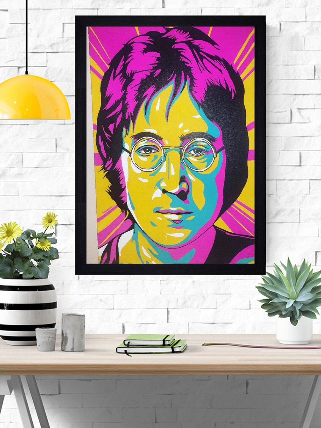 

Gallery99 Pink & Yellow John Lennon Texture Paper Framed Wall Art