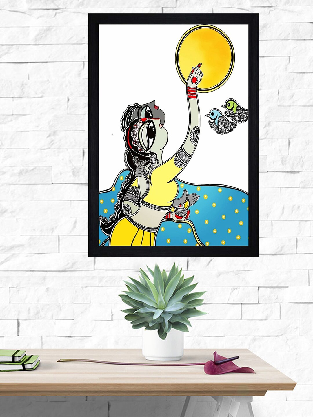 

Gallery99 White & Blue Indian Traditional People Texture Paper Framed Wall Art