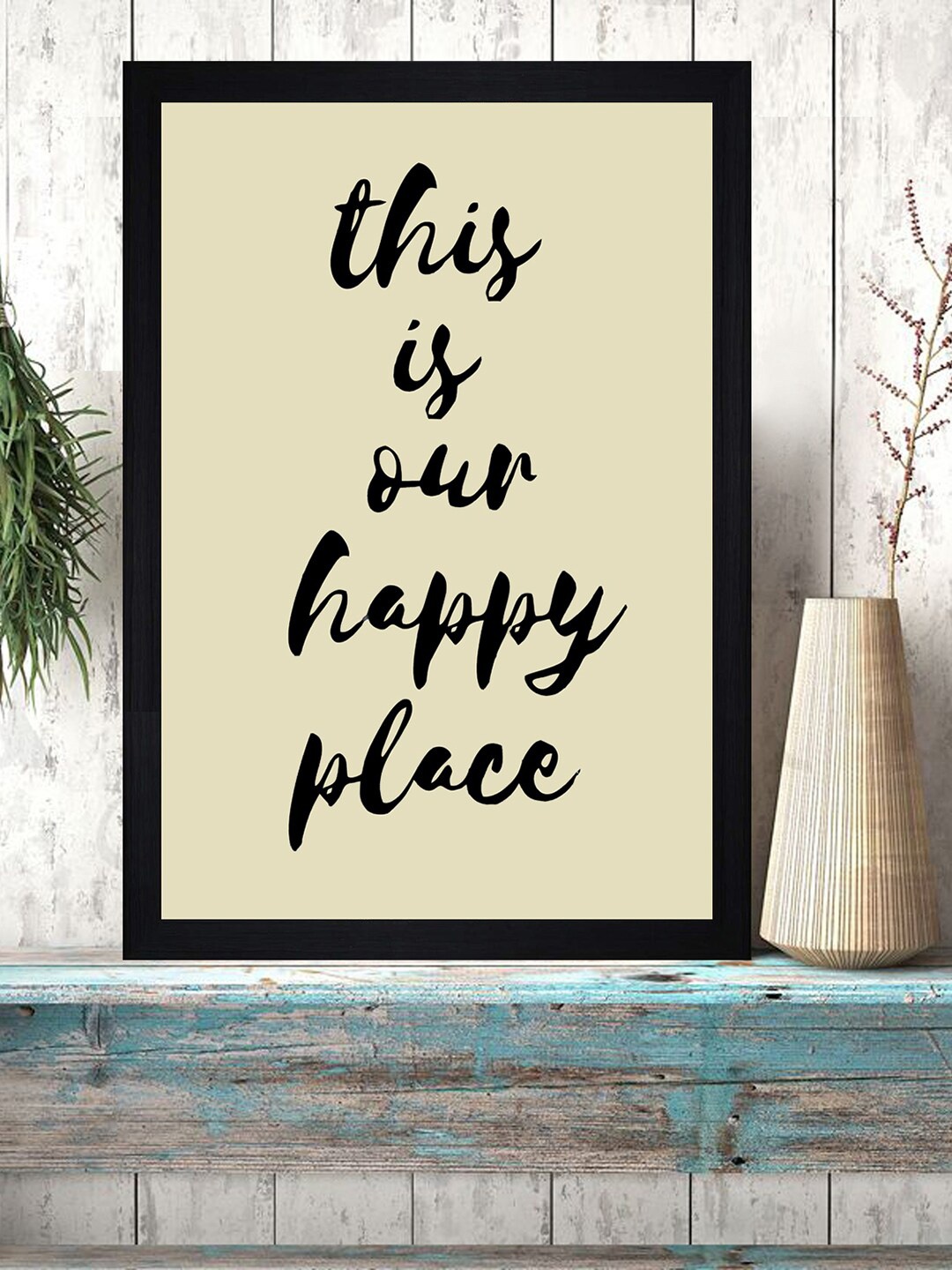 

Gallery99 Beige & Black This Is Our Happy Place Textured Framed Wall Art