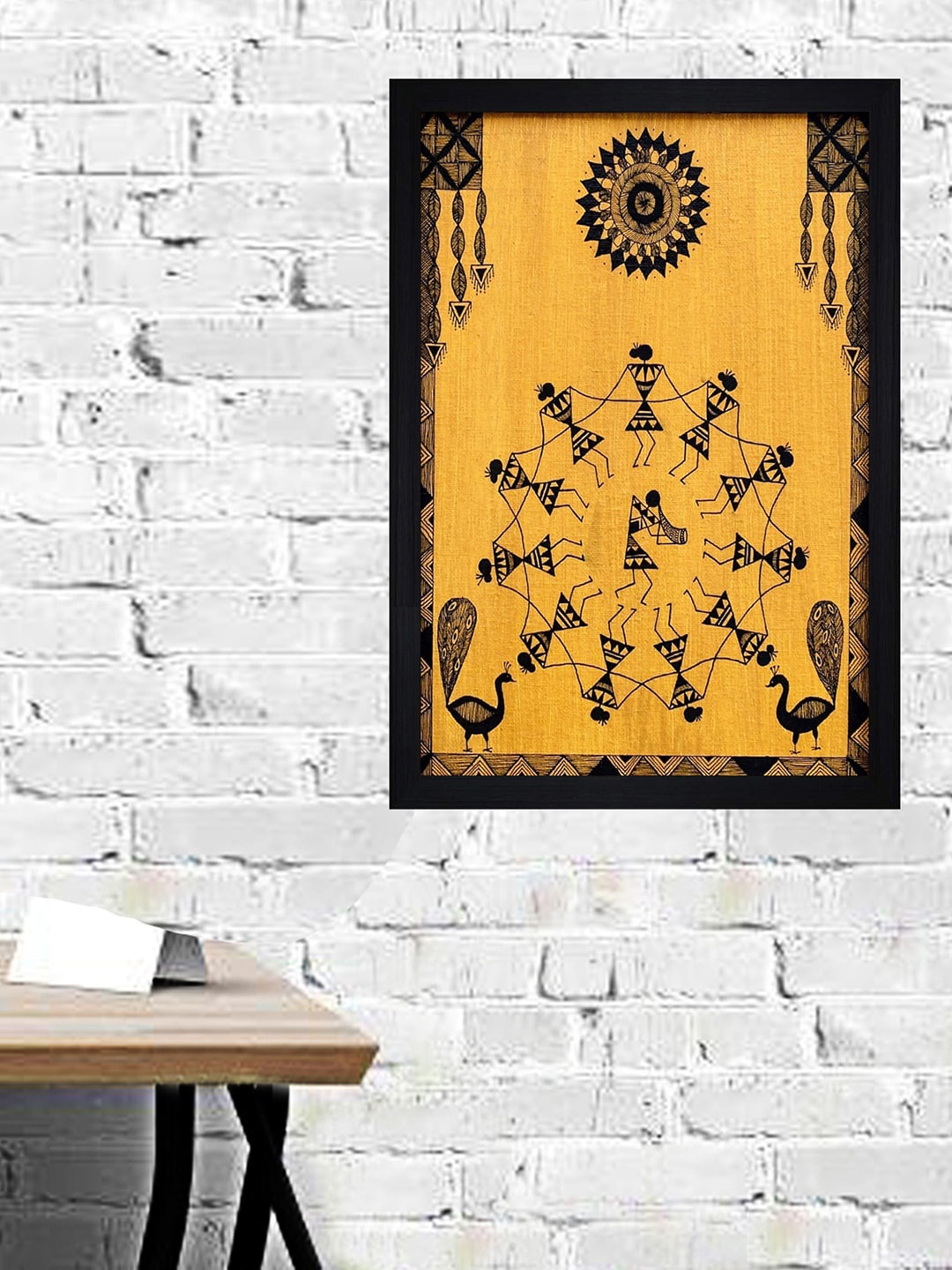 

Gallery99 Orange-color & Black Warli Art Textured Framed Wall Art
