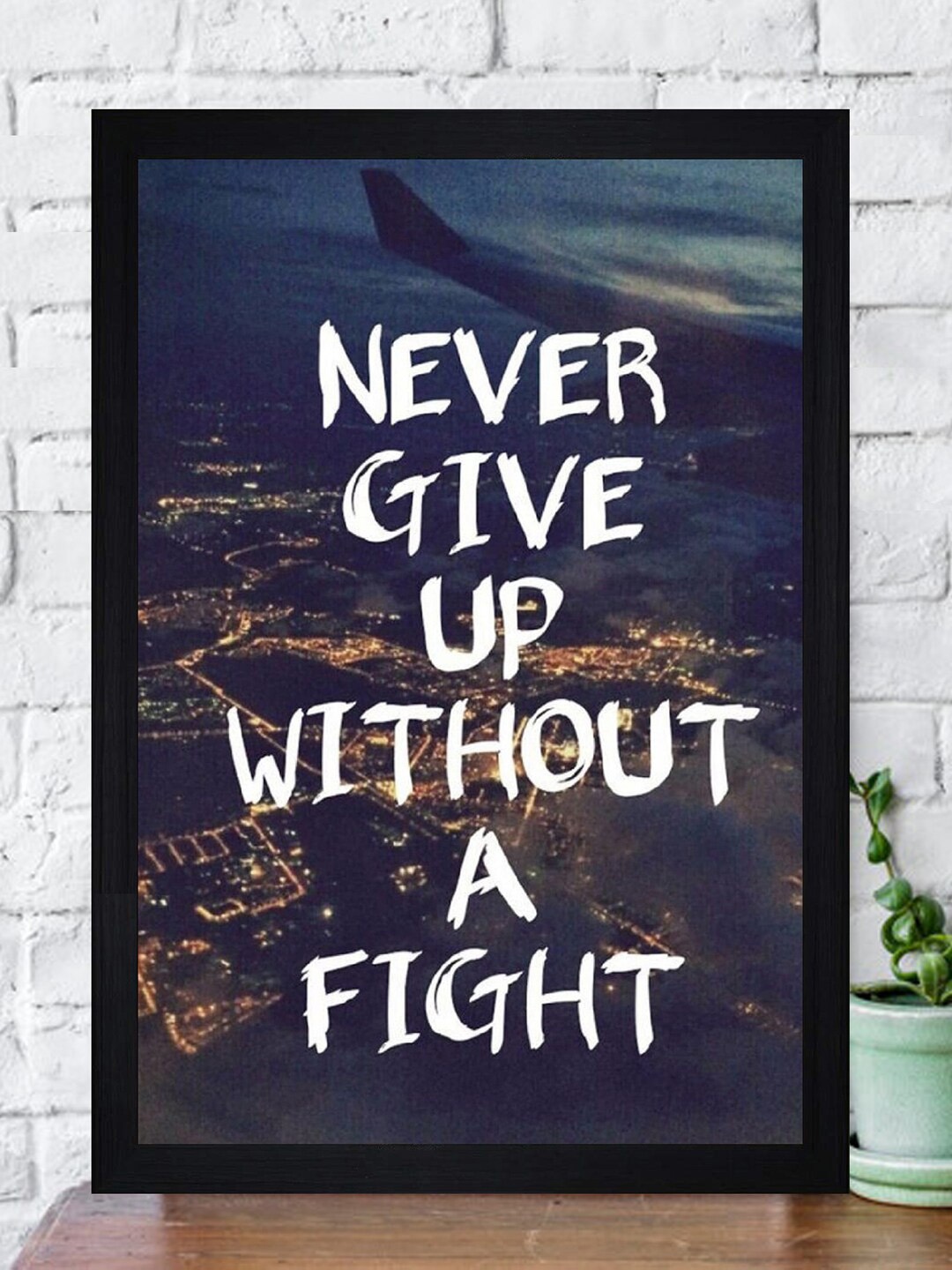 

Gallery99 Blue & White Never Give Up Without A Fight Printed Framed Wall Art