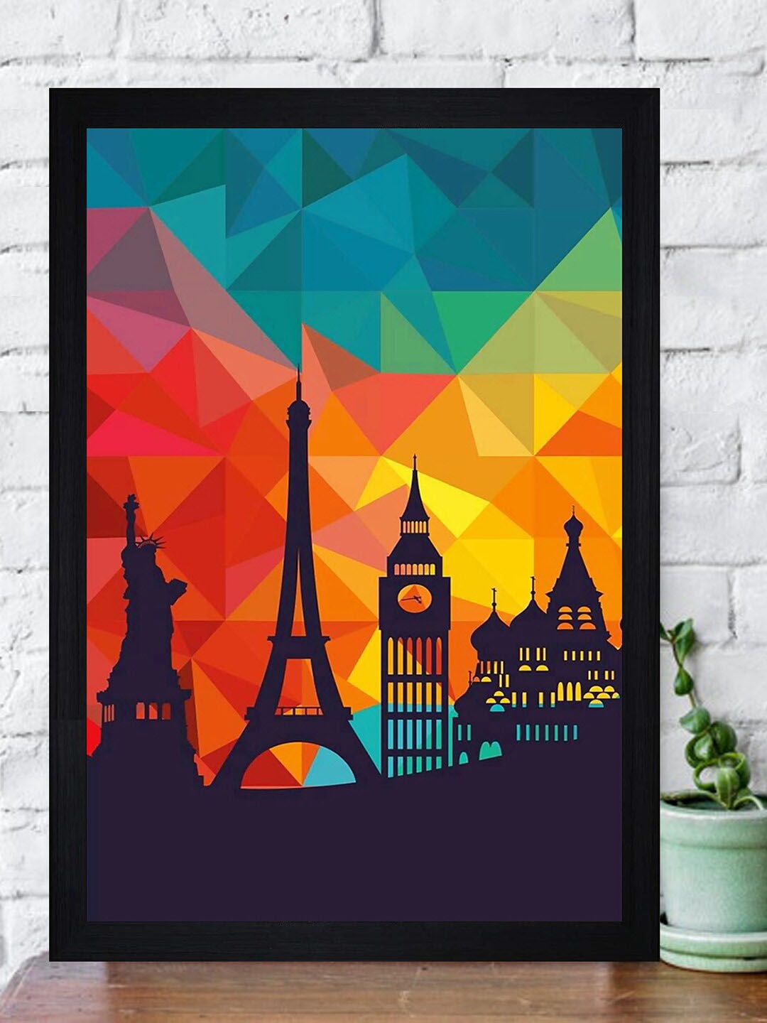 

Gallery99 Blue & Red Wonders Of The World Textured Framed Wall Art