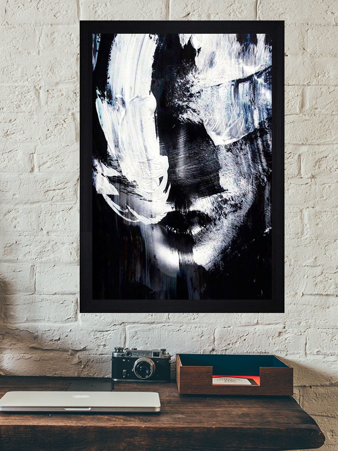 

Gallery99 Black & White Abstract Face Textured Framed Wall Art