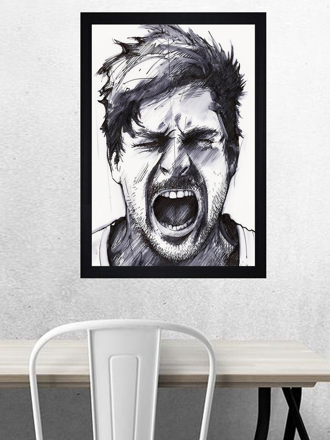 

Gallery99 White & Black Freaky Man Textured Framed Wall Art