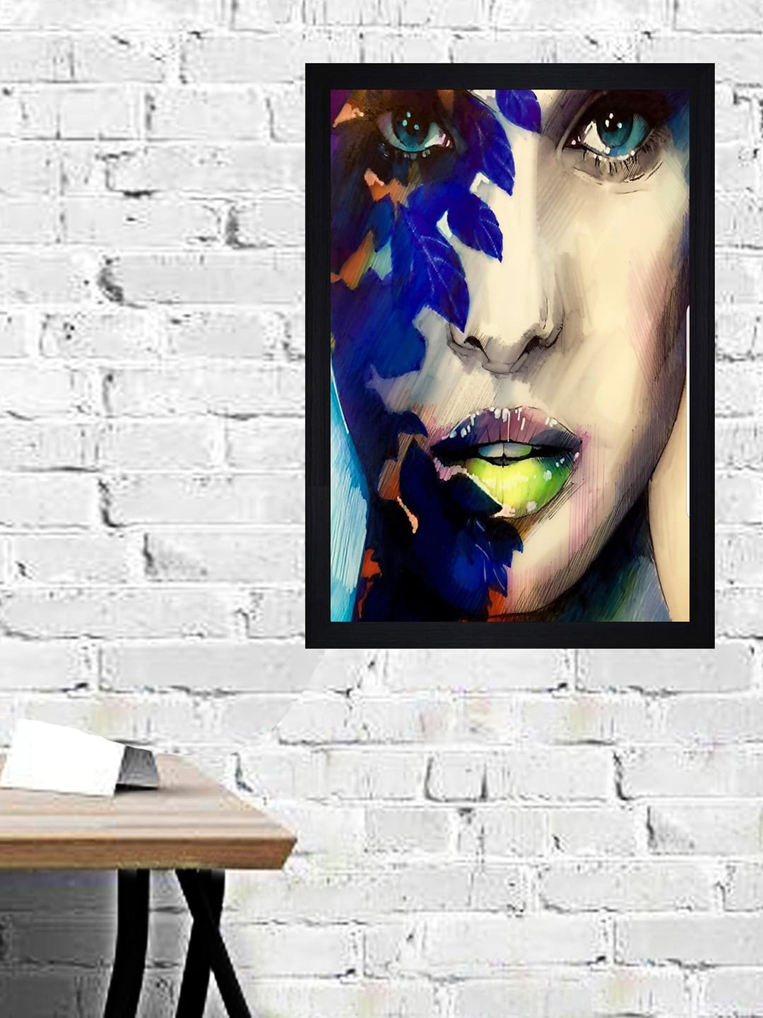 

Gallery99 Black & Blue Abstract Face Portrait Framed Wall Art