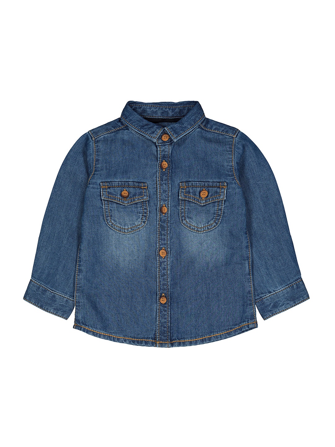 

mothercare Boys Faded Pure Cotton Casual Denim Shirt, Blue