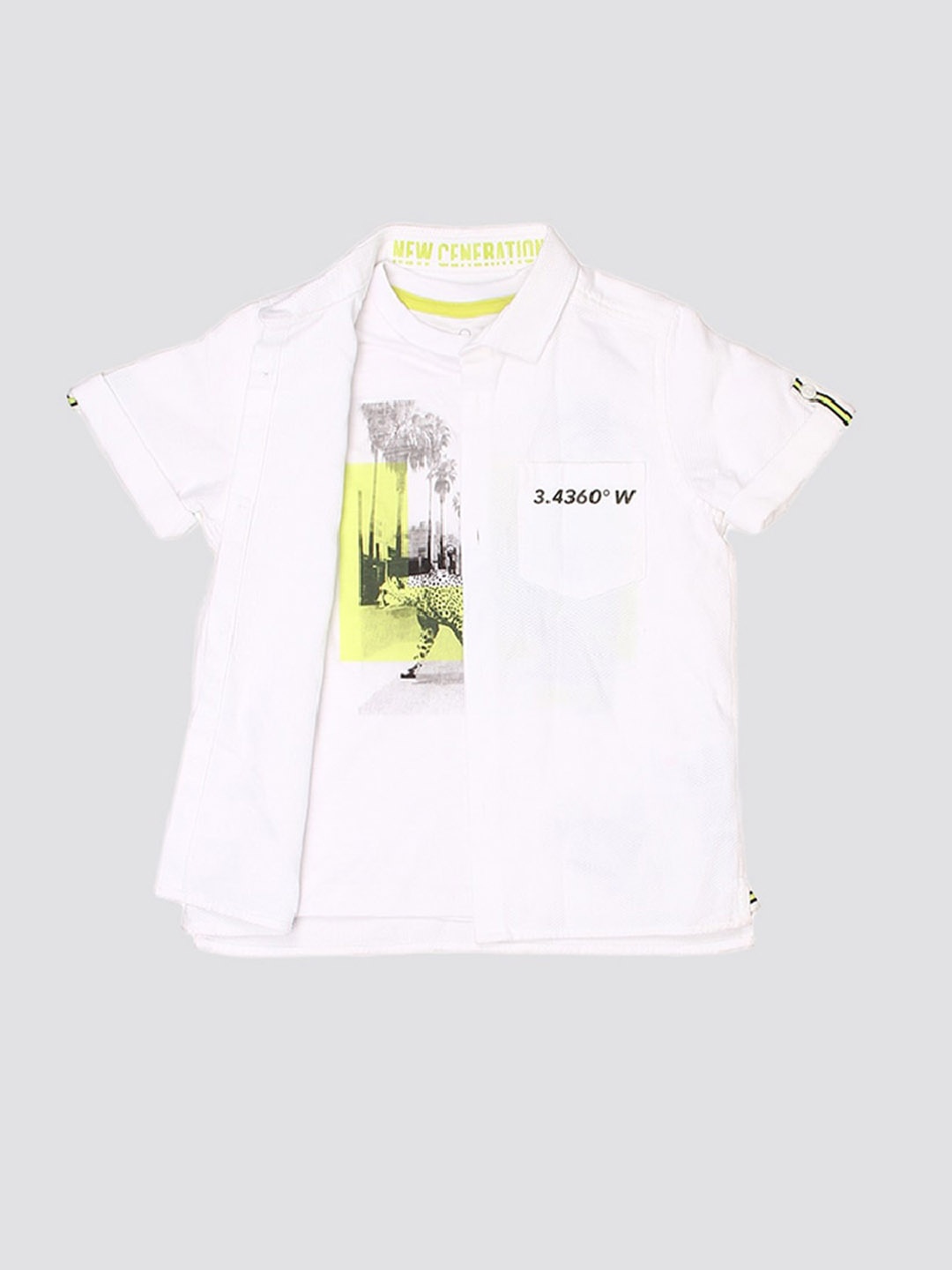 

mothercare Boys Pure Cotton Shirt With T-Shirt, Off white