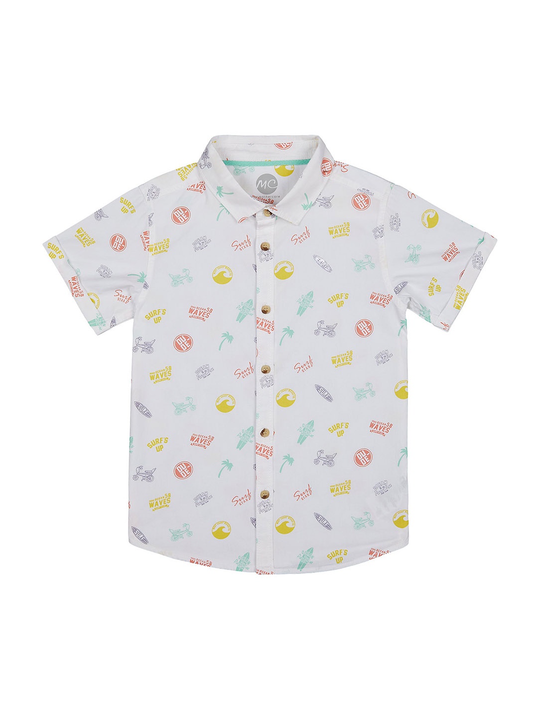 

mothercare Boys Opaque Conversational Printed Casual Shirt, White