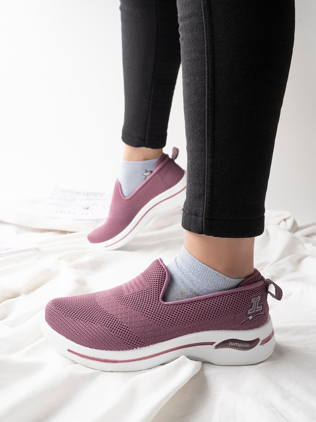 

Stylestry Women Textured Mesh Comfort Insole Contrast Sole Flatforms, Purple