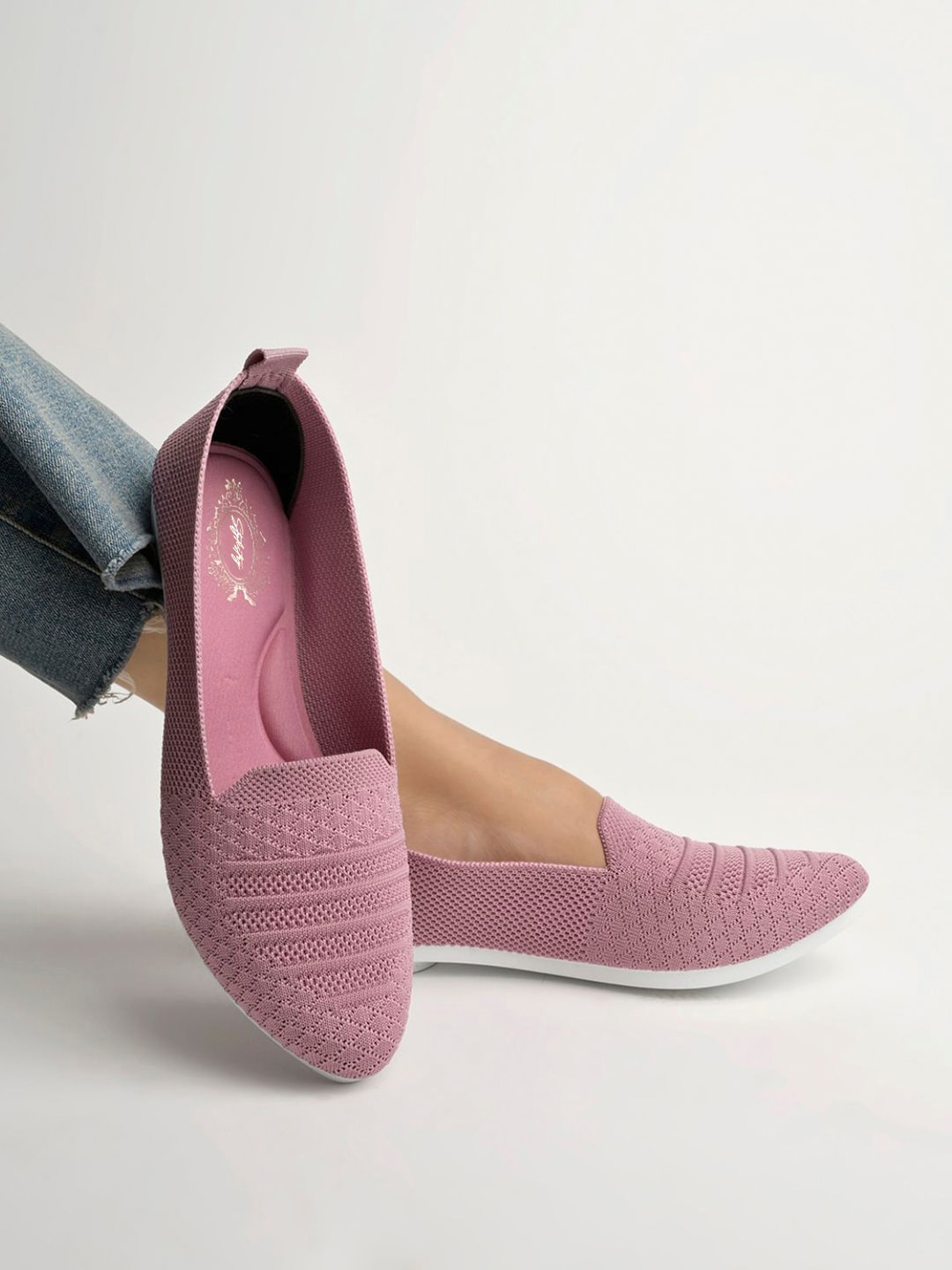 

Stylestry Textured Mesh Ballerinas, Mauve