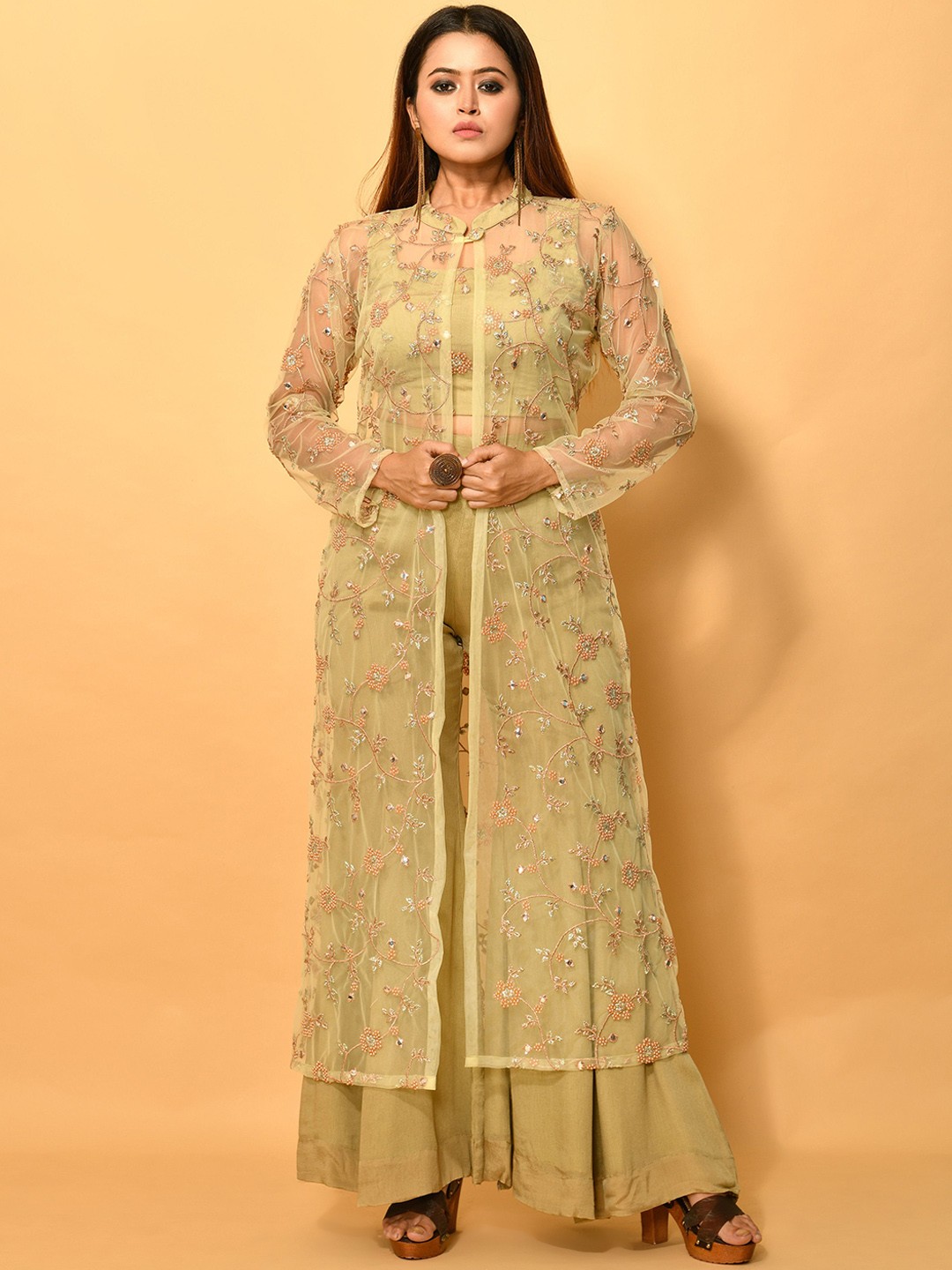 

Disli Embroidered Co-ord Set With Jacket, Green