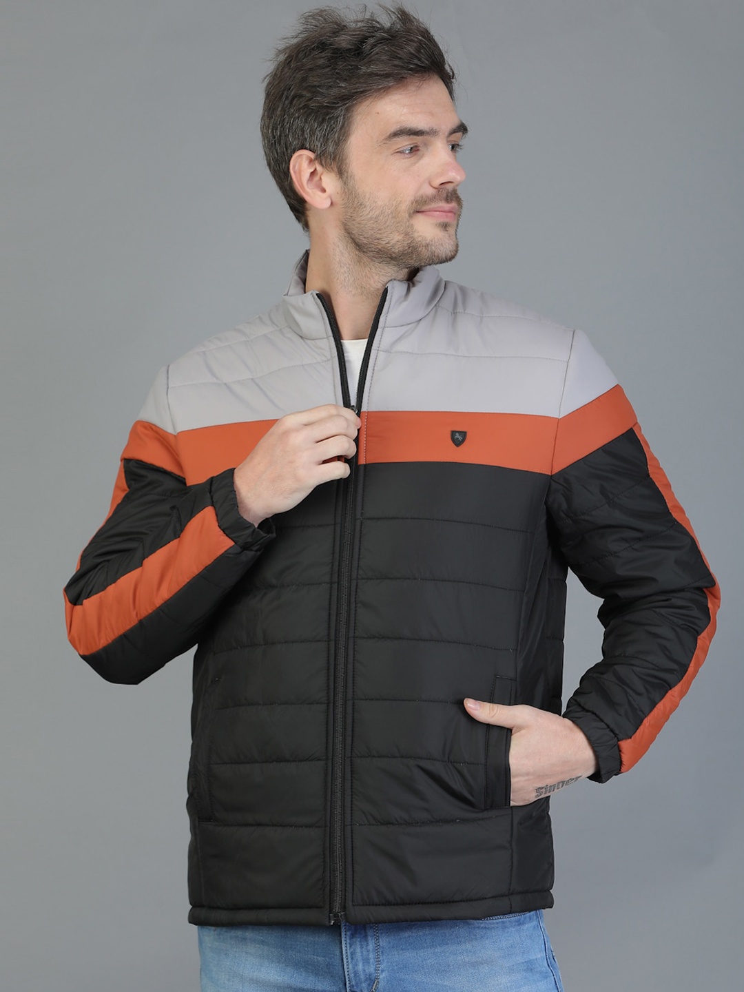 

TQS Colourblocked Long Sleeves Windcheater and Water Resistant Puffer Jacket, Rust