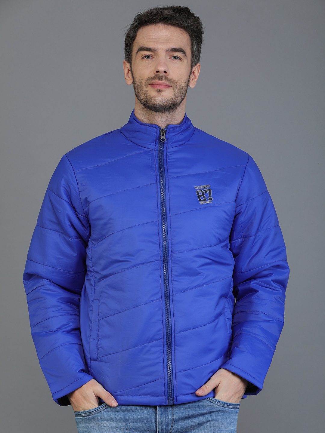 

TQS Mock Collar Windcheater and Water Resistant Padded Jacket, Blue