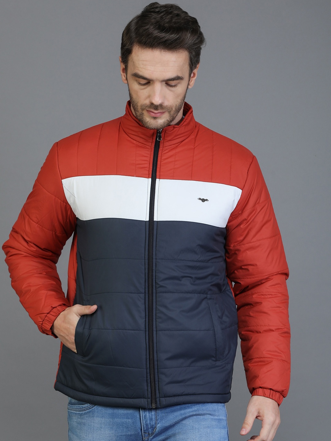 

TQS Colourblocked Mock Collar Windcheater and Water Resistant Padded Jacket, Red