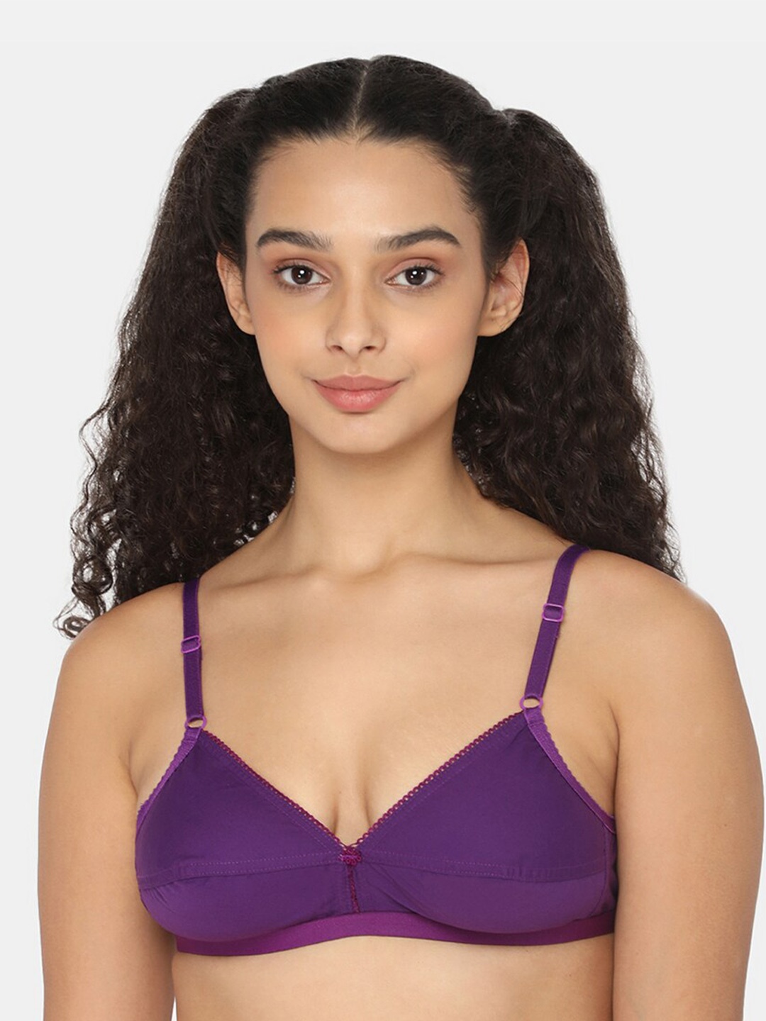 

NAIDU HALL Non Padded Medium Coverage Pure Cotton Everyday Bra With All Day Comfort, Purple