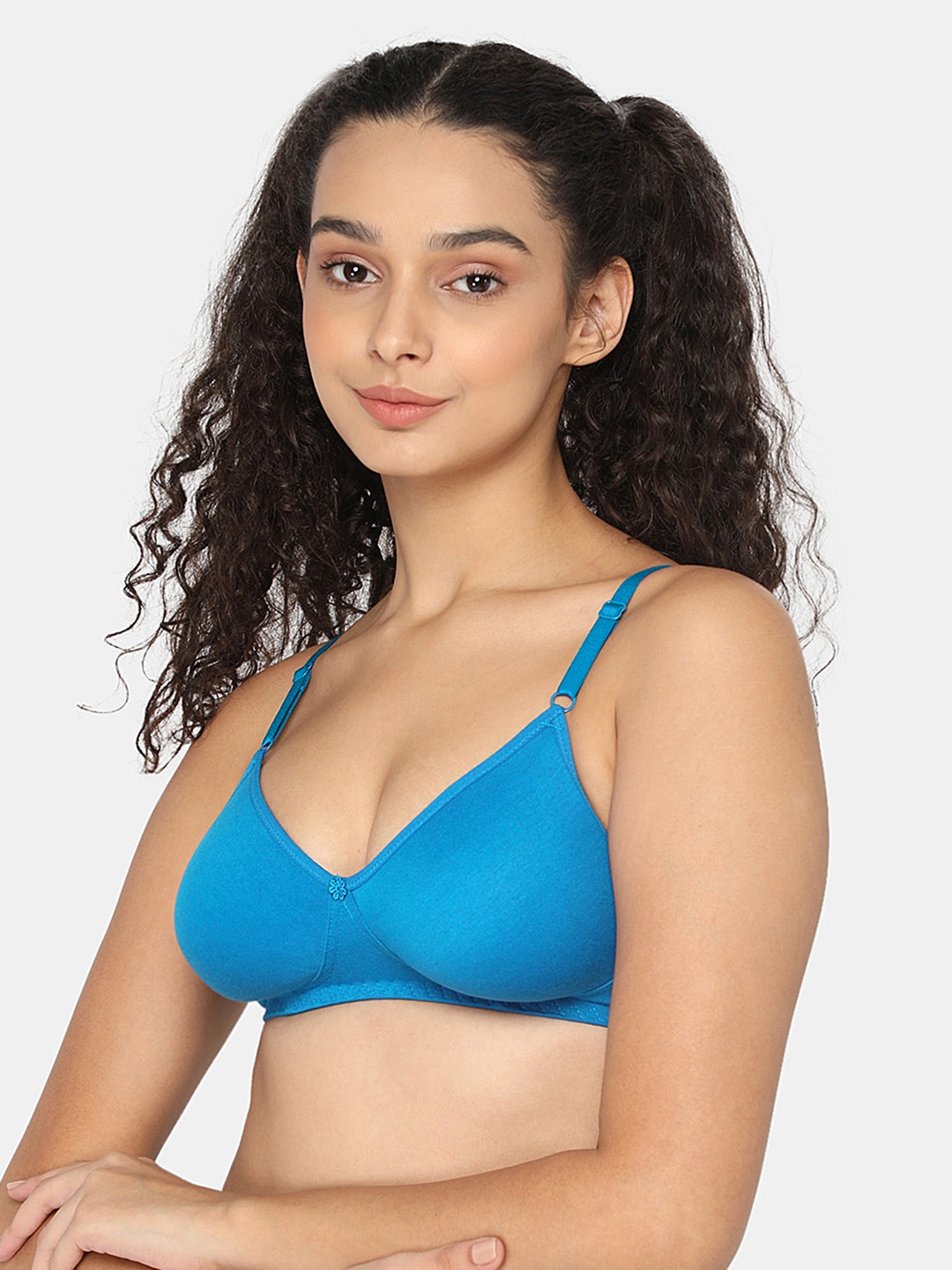 

NAIDU HALL Full Coverage Non Padded Seamless Everyday Bra- All Day Comfort, Blue