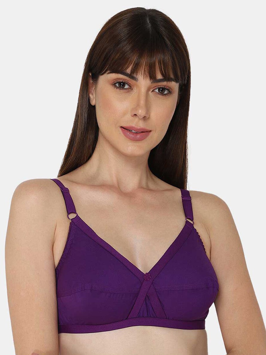 

NAIDU HALL Full Coverage Non Padded Non-Wired Cotton Bra With All Day Comfort, Purple