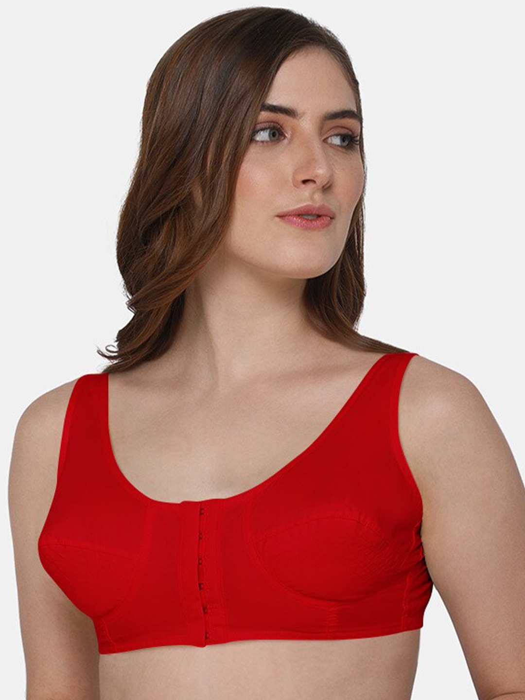 

NAIDU HALL Full Coverage All Day Comfort Pure Cotton Bra, Red