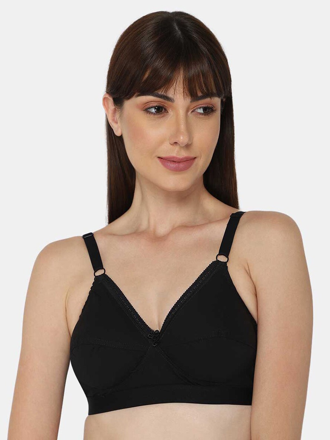 

NAIDU HALL Full Coverage Bra Cotton All Day Comfort, Black