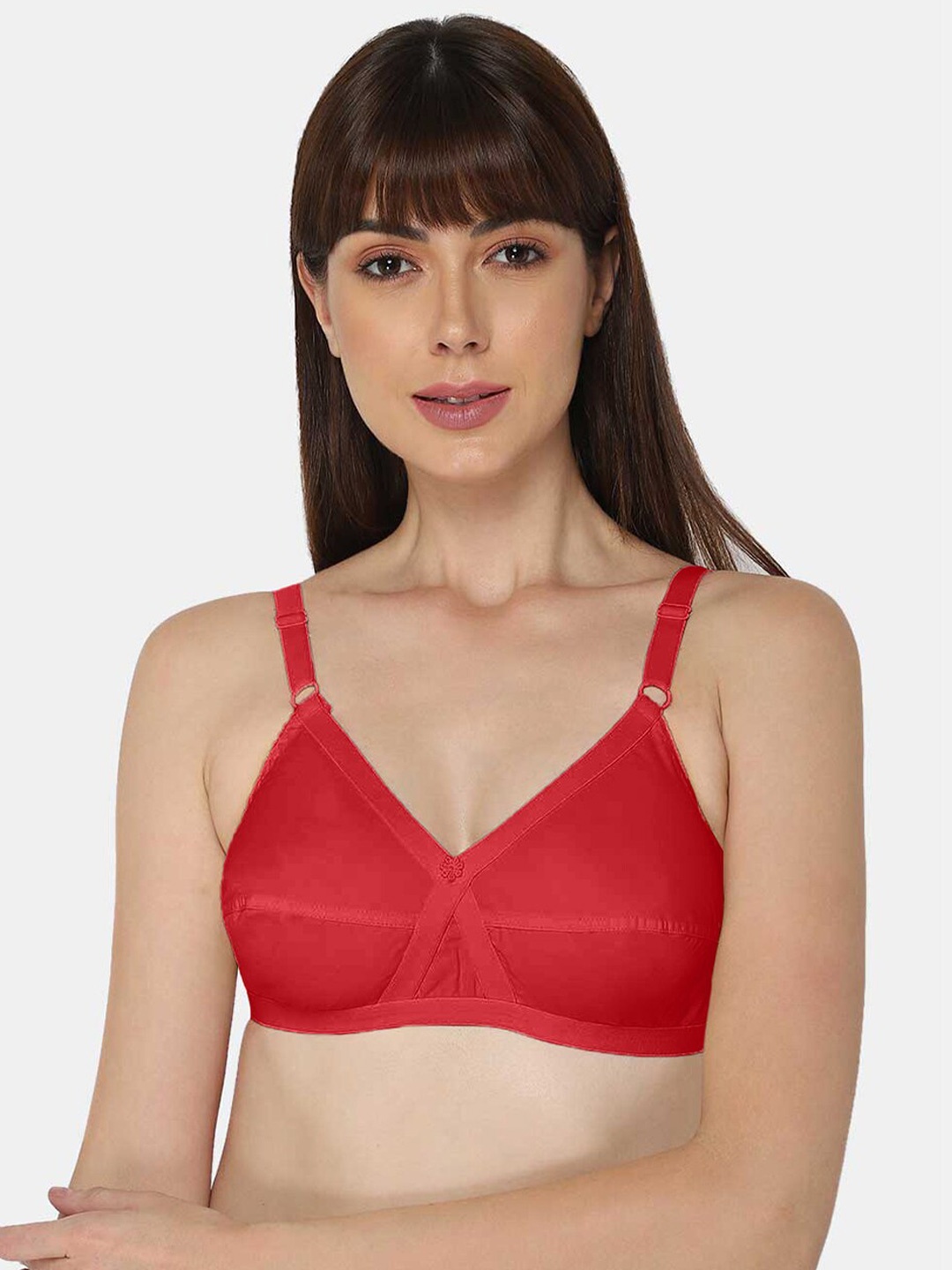 

NAIDU HALL Medium Coverage Pure Cotton Bra With All Day Comfort, Red