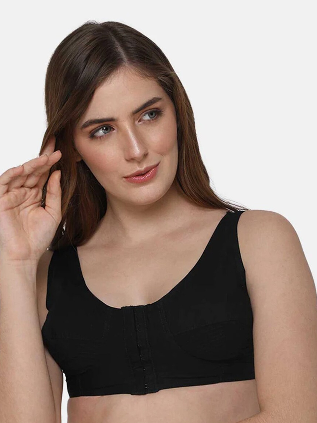 

NAIDU HALL Full Coverage Non Padded Pure Cotton Everyday Bra With All Day Comfort, Black
