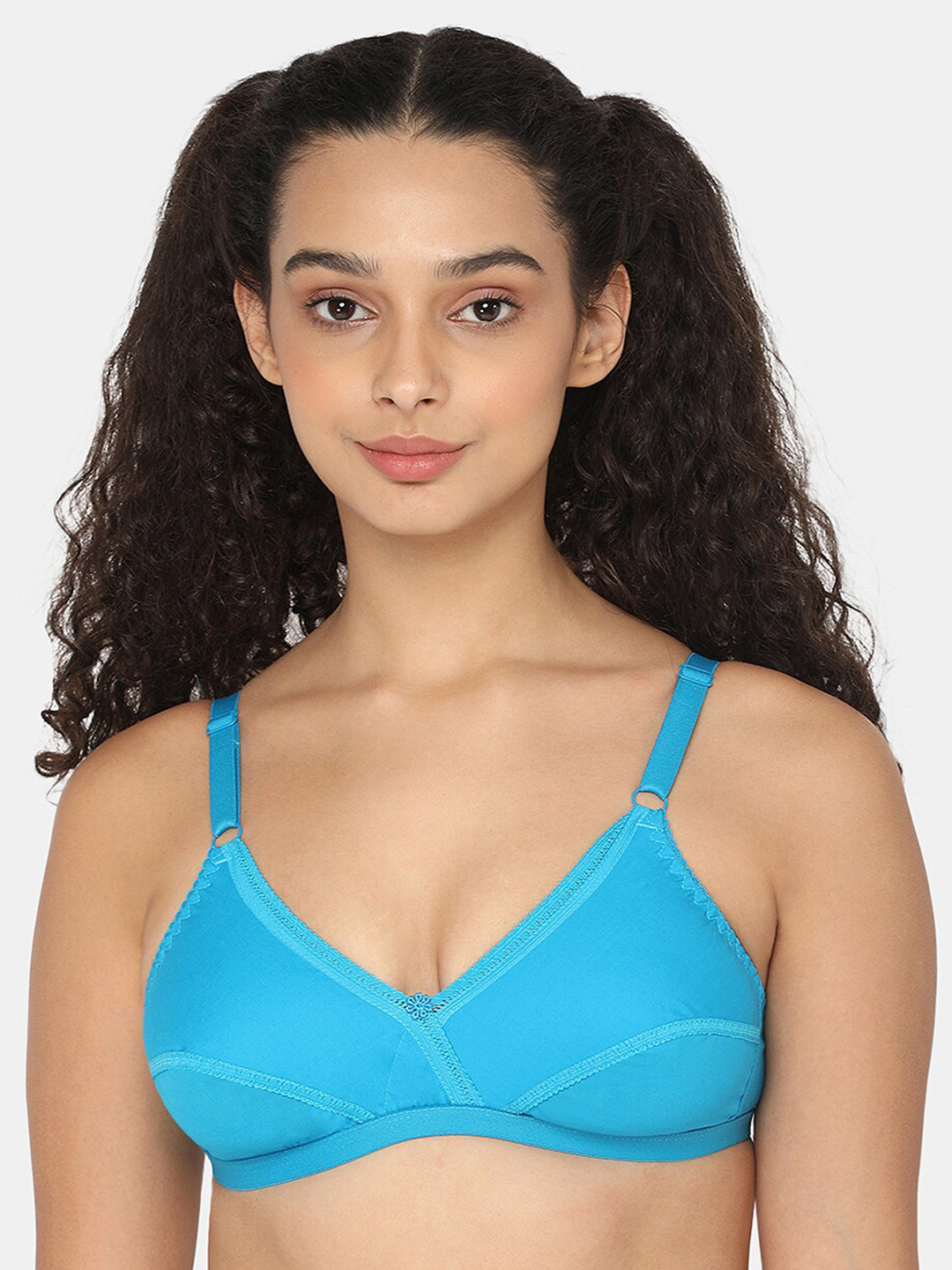 

NAIDU HALL Medium Coverage Non Padded Cotton Bra All Day Comfort, Blue
