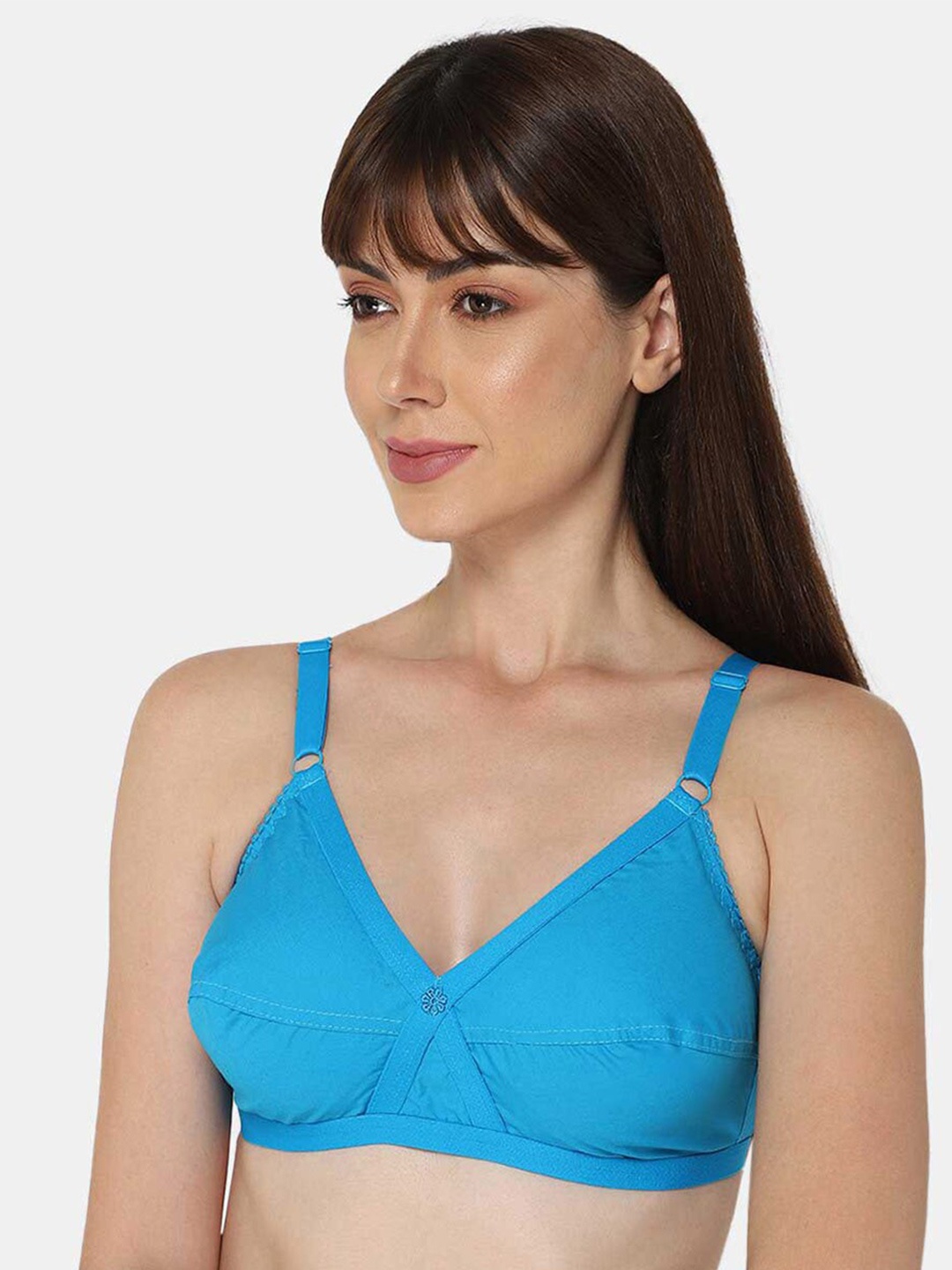 

NAIDU HALL Full Coverage All Day Comfort Super Support Cotton Everyday Bra, Blue
