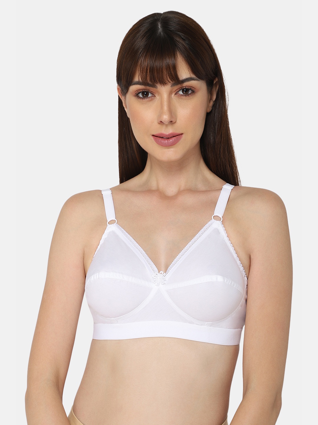 

NAIDU HALL Medium Coverage All Day Comfort Cut & Sew Cotton Bra, White