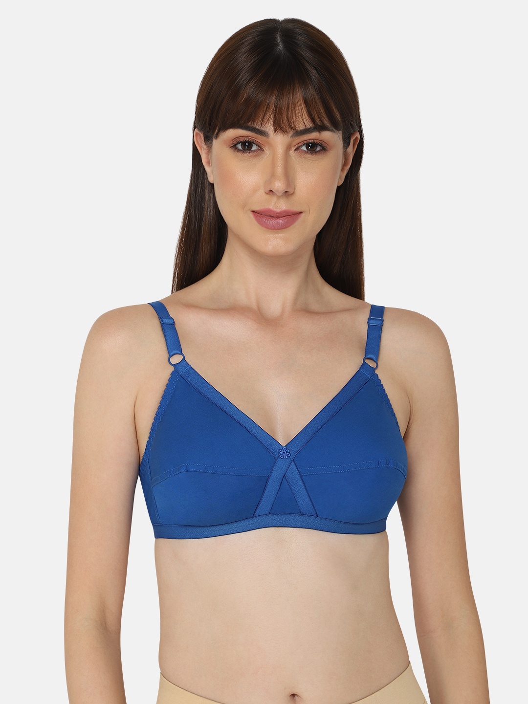 

NAIDU HALL Full Coverage Non Padded Cotton Everyday Bra- All Day Comfort, Blue