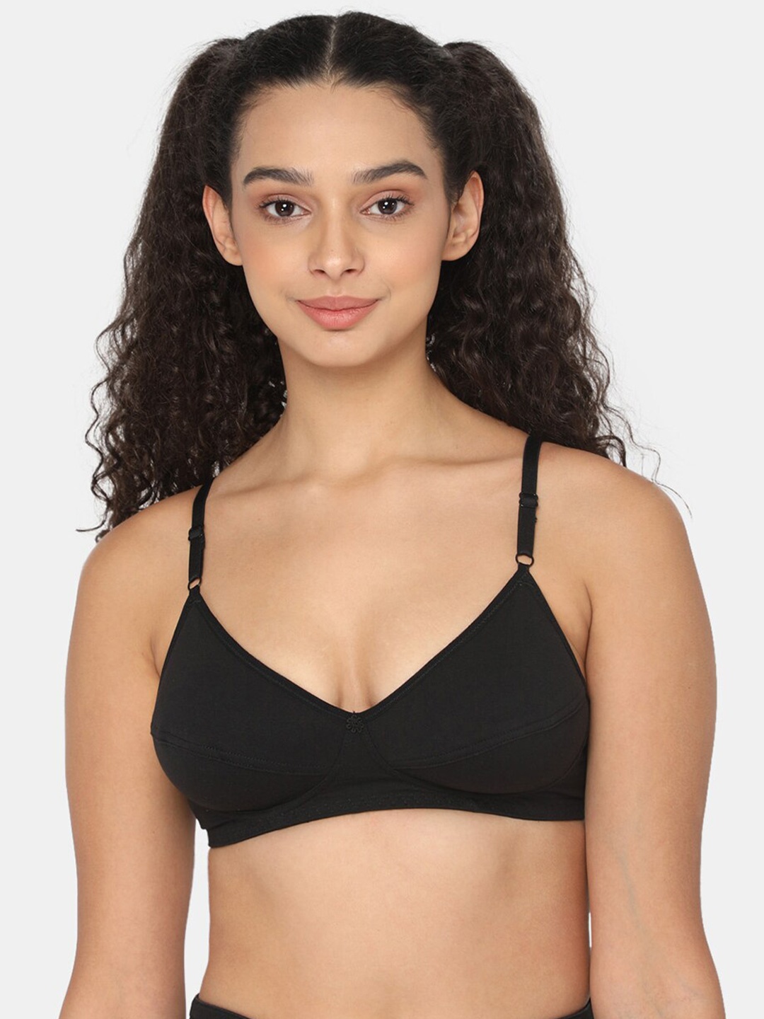 

NAIDU HALL Medium Coverage Bra Cotton All Day Comfort, Black