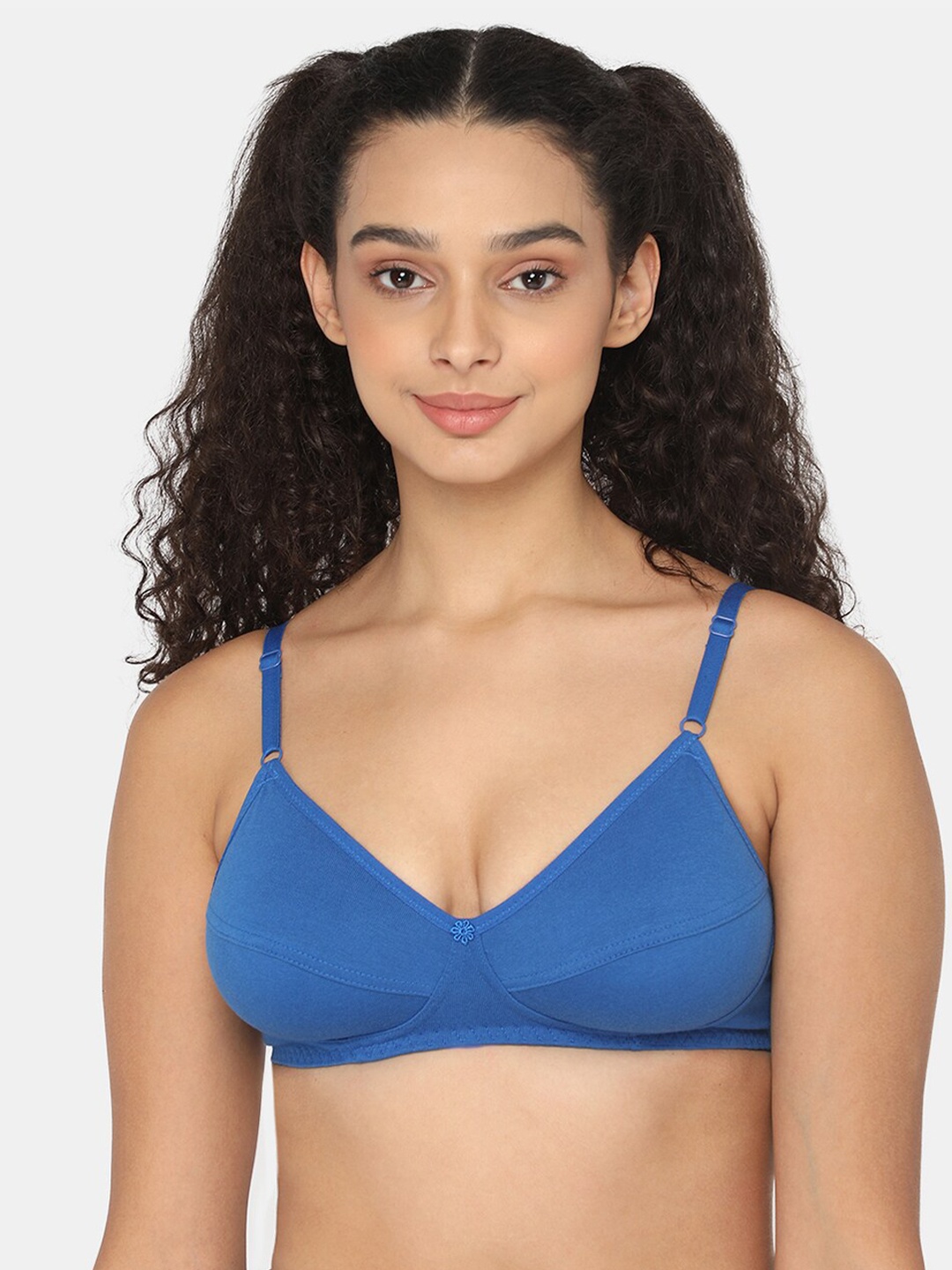 

NAIDU HALL Meduim Coverage Bra Cotton All Day Comfort, Blue