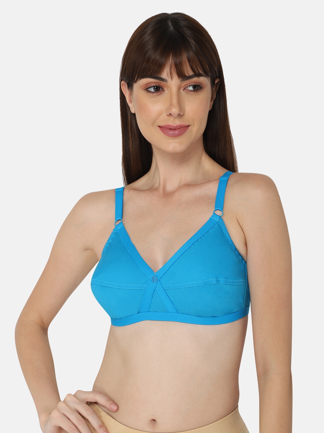 

NAIDU HALL Full Coverage All Day Comfort Cut & Sew Cotton Bra, Blue