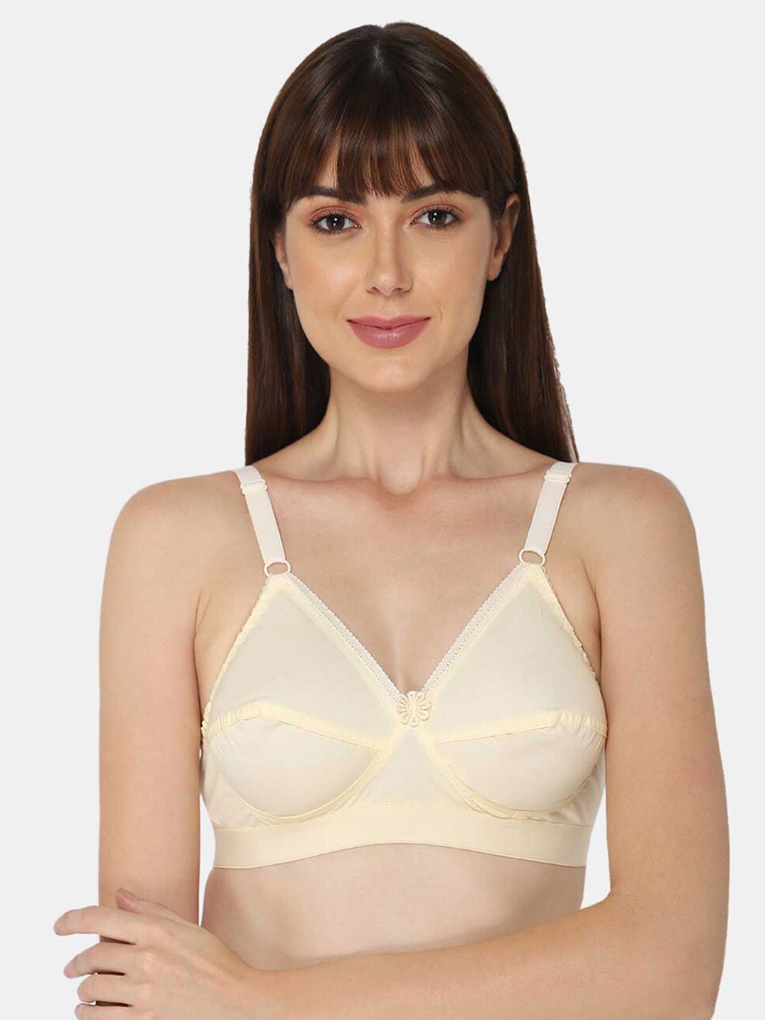 

NAIDU HALL Medium Coverage Non Padded Pure Cotton Bra with All Day Comfort, Nude