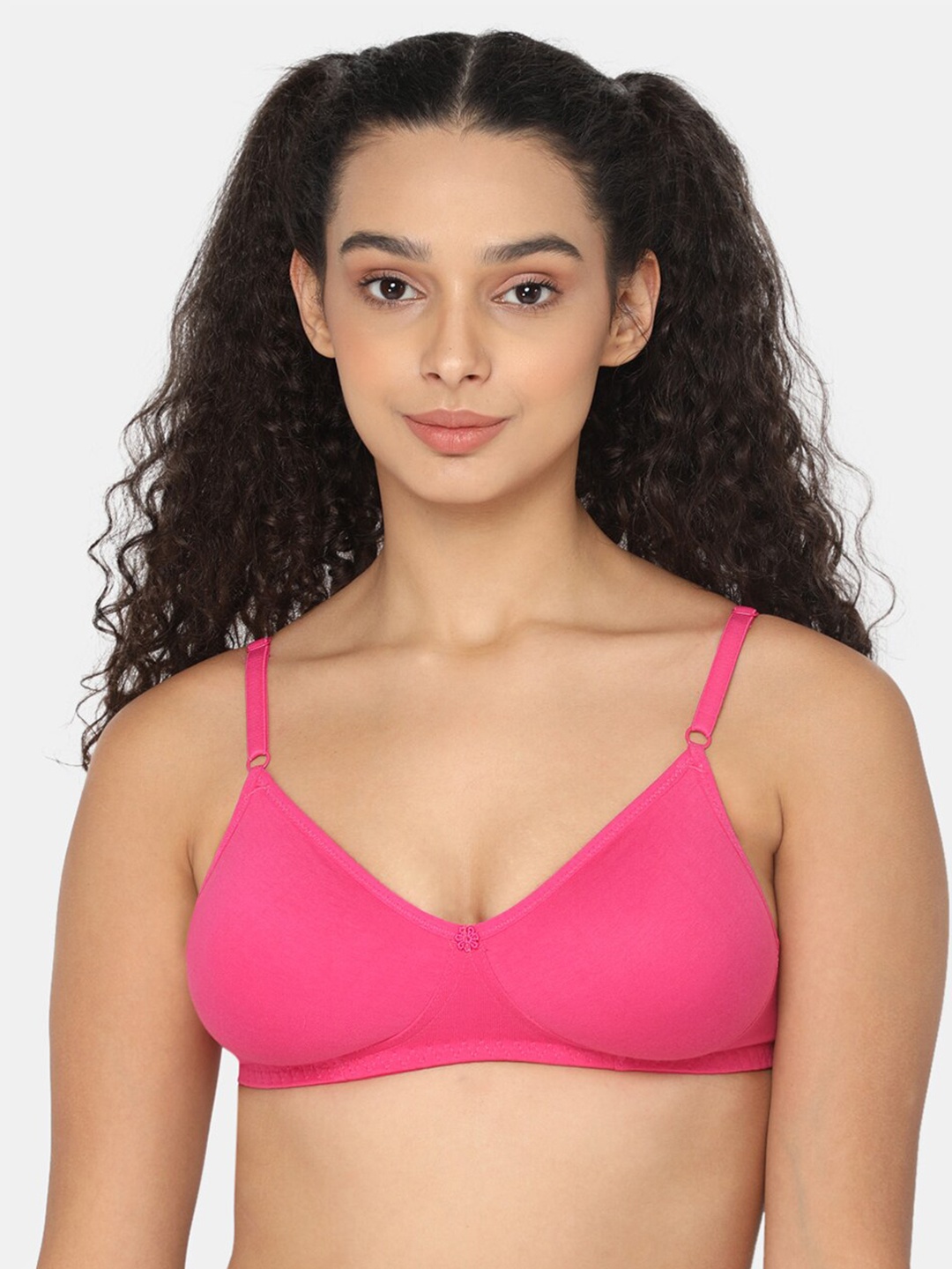 

NAIDU HALL Full Coverage Non Padded Pure Cotton Everyday Bra With All Day Comfort, Pink