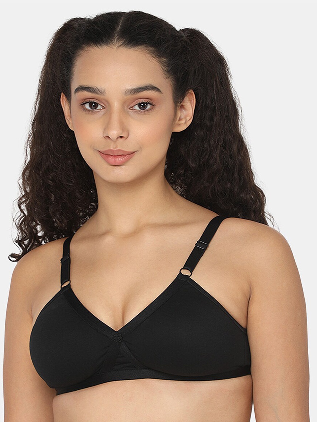 

NAIDU HALL Cotton Medium Coverage Non Padded Everyday Bra With All Day Comfort, Black