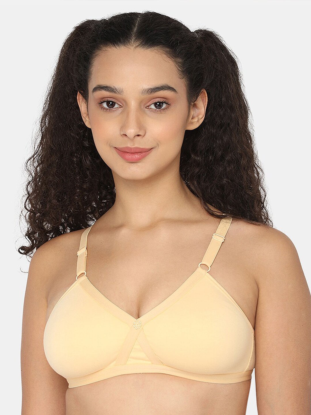 

NAIDU HALL Non-Wired Non Padded Medium Coverage All Day Comfort Cotton Bra, Nude