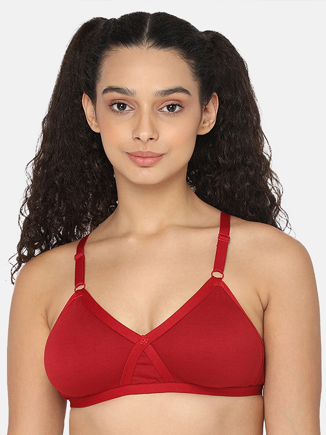 

NAIDU HALL Medium Coverage Seamless Bra With All Day Comfort, Red