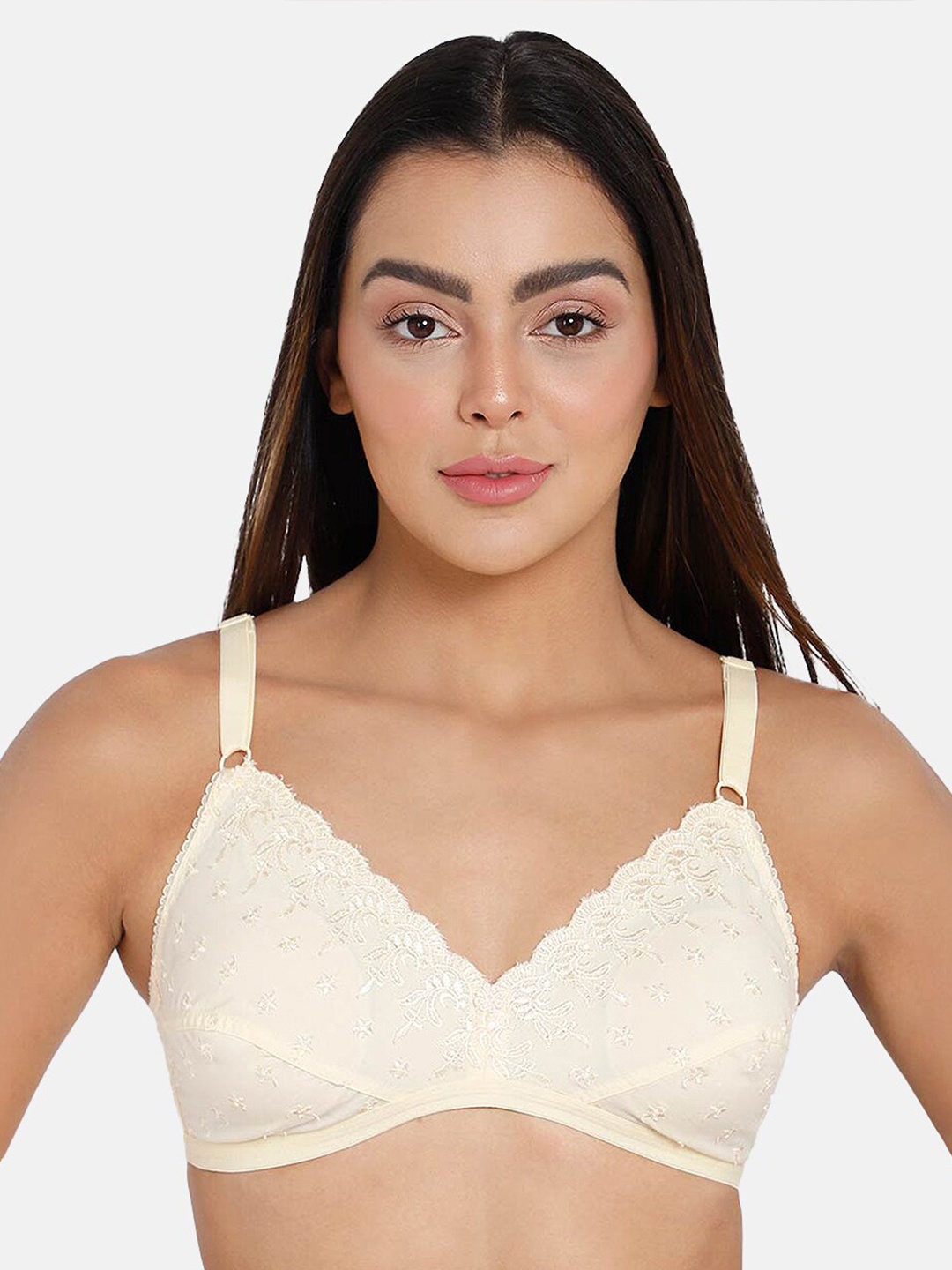 

NAIDU HALL Floral Medium Coverage Bra With All Day Comfort, Nude