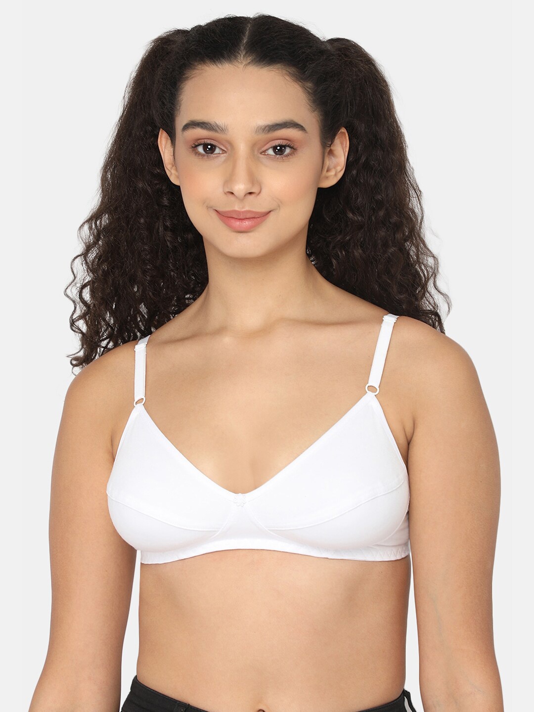 

NAIDU HALL Meduim Coverage Front Clouser Bra Cotton All Day Comfort, White