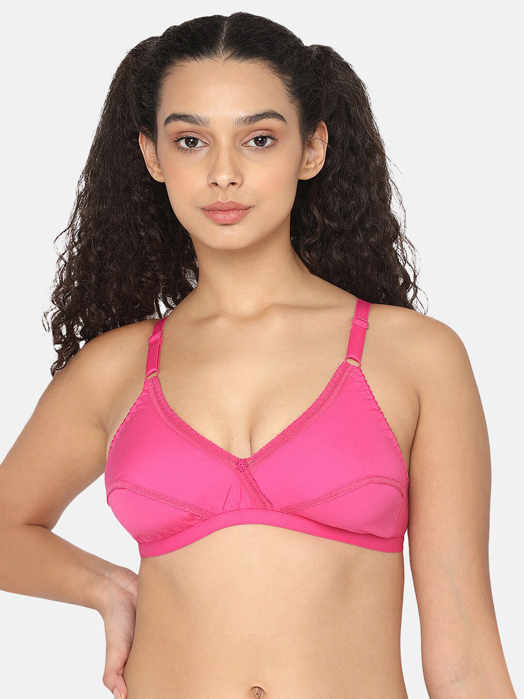 

NAIDU HALL Medium Coverage All Day Comfort Pure Cotton Bra, Pink