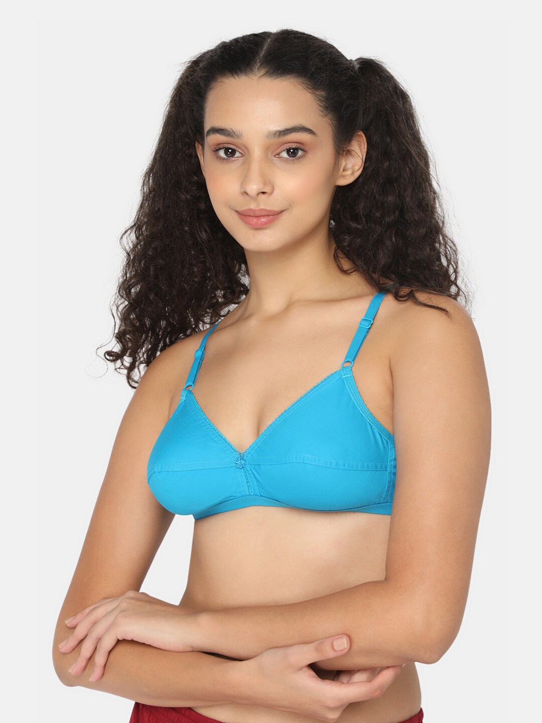

NAIDU HALL Medium Coverage Pure Cotton Bra With All Day Comfort, Blue