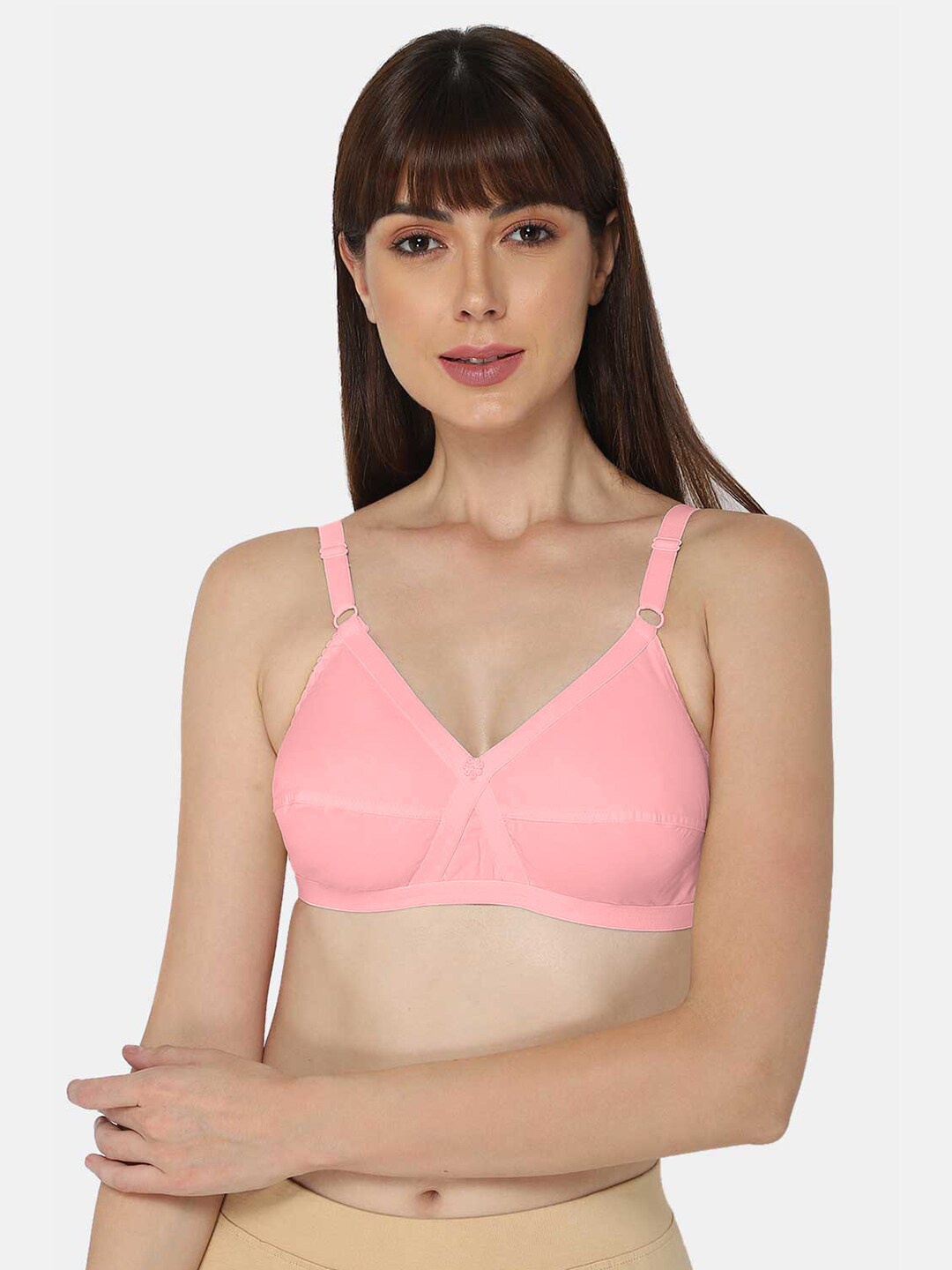

NAIDU HALL Full Coverage All Day Comfort Super Support Cotton Everyday Bra, Pink