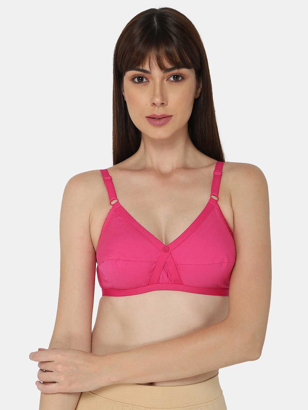 

NAIDU HALL Full Coverage Non Padded Pure Cotton Everyday Bra With All Day Comfort, Pink