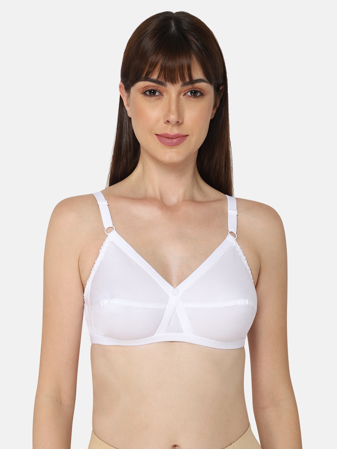 

NAIDU HALL Full Coverage All Day Comfort Cut & Sew Cotton Bra, White
