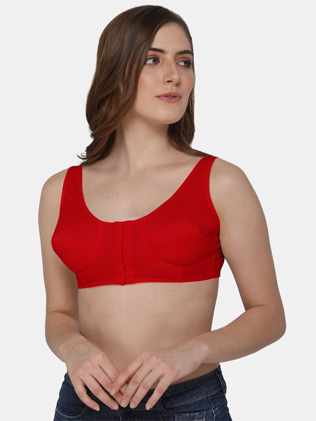 

NAIDU HALL Full Coverage Pure Cotton Bra With All Day Comfort, Red