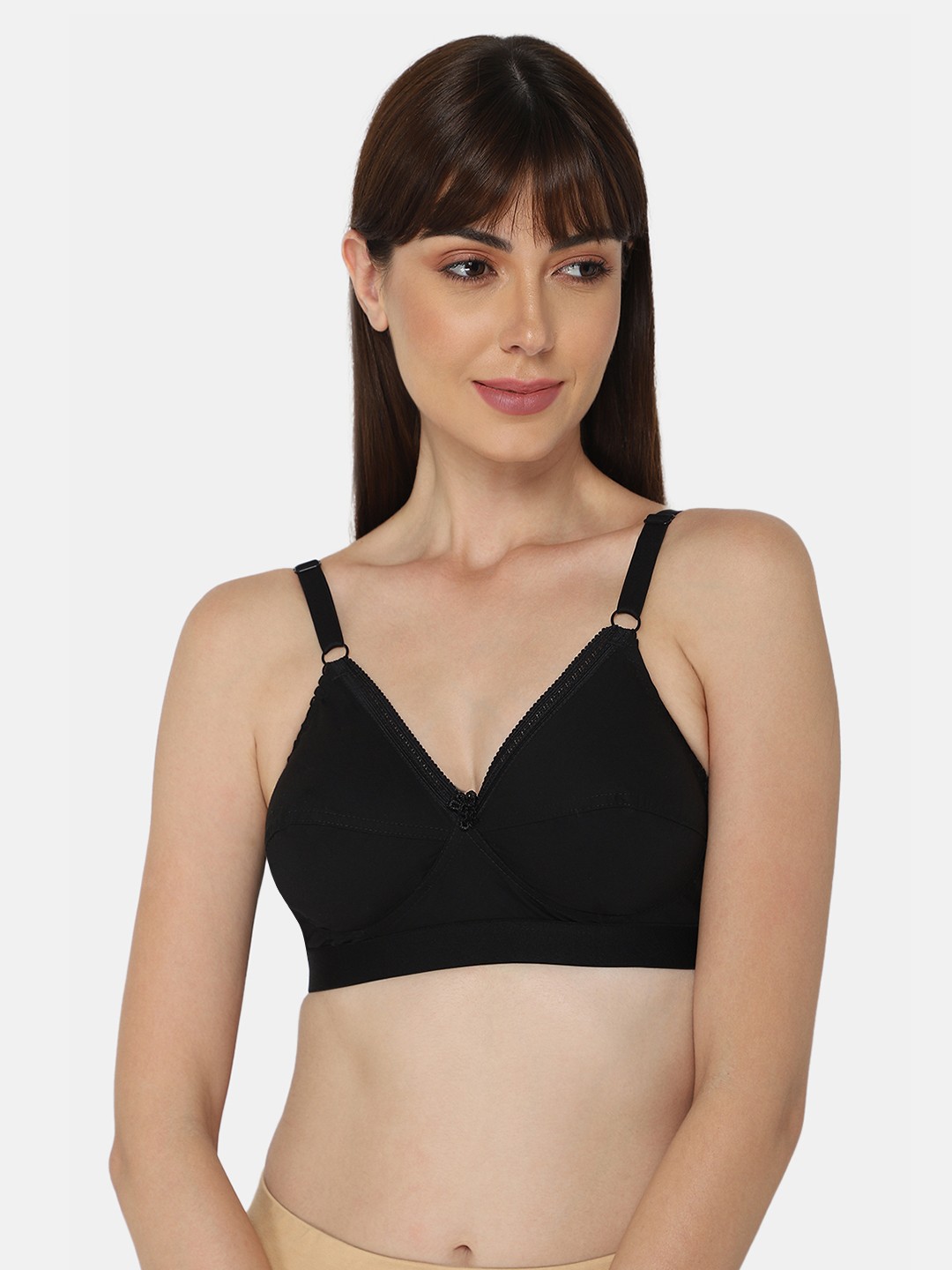 

NAIDU HALL Full Coverage Non Padded Cotton Everyday Bra- All Day Comfort, Black