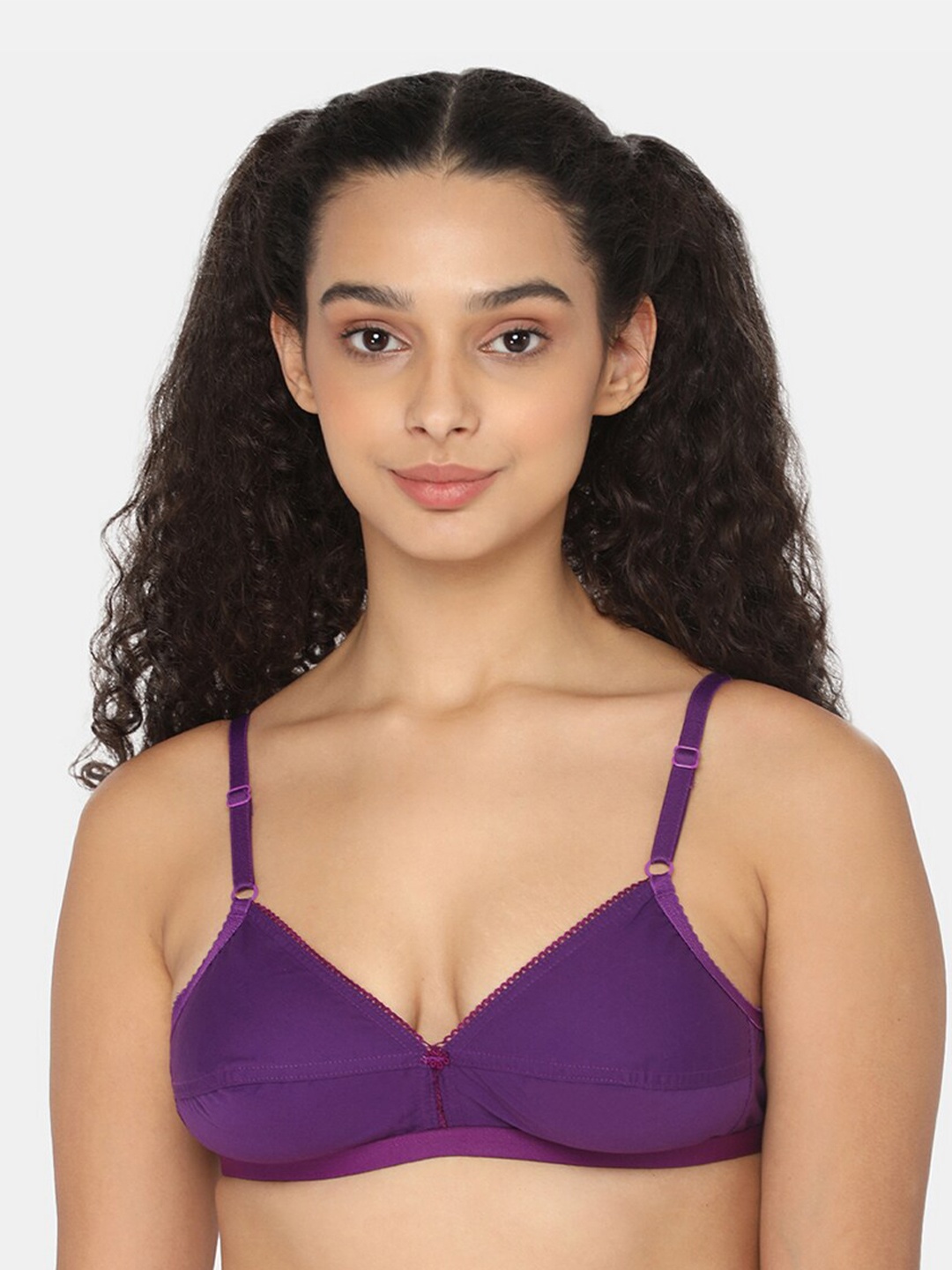 

NAIDU HALL Medium Coverage Seamless Pure Cotton Bra, Purple