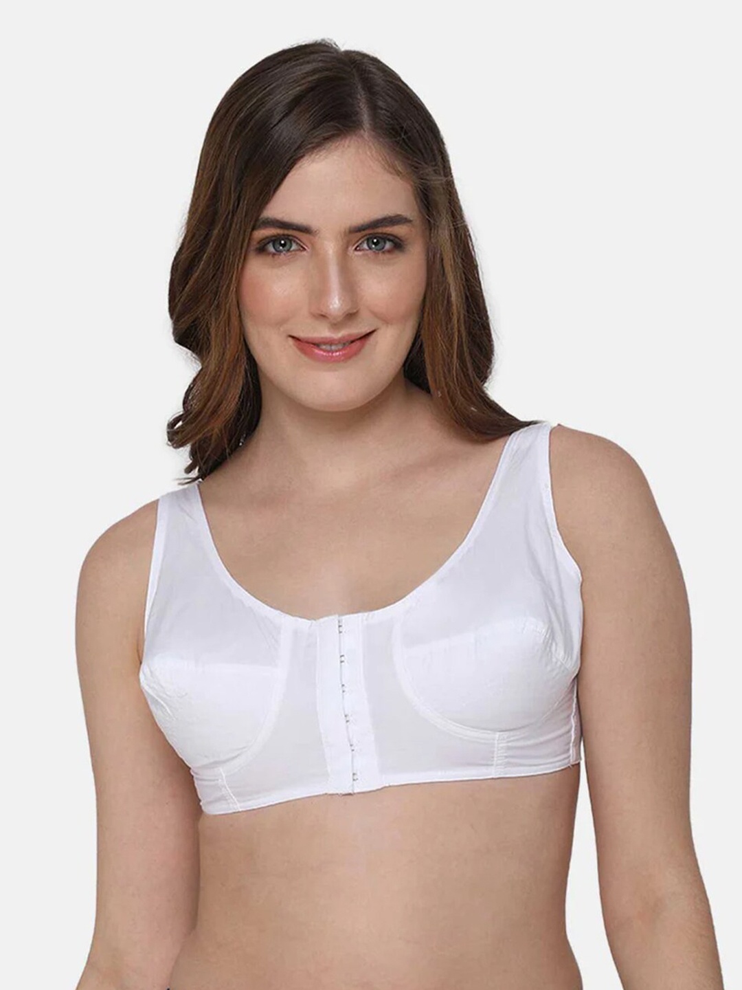 

NAIDU HALL Full Coverage Front Open Cotton Bra With All Day Comfort, White